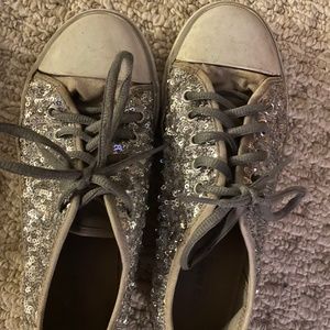 Silver sequin sneakers